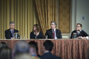 pannel in breakout shot at corporate event  conference 